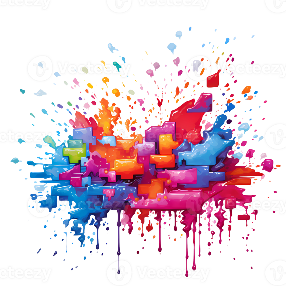 Ai generated colorful paint splatter on transparent background png