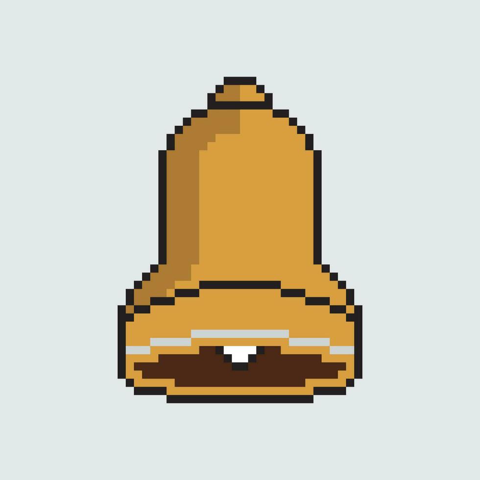 pixel art bell icon vector illustration