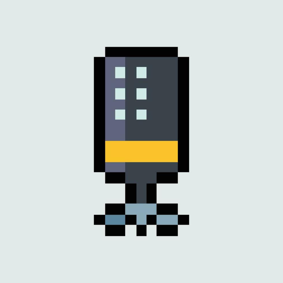 a pixel style microphone icon on a gray background vector