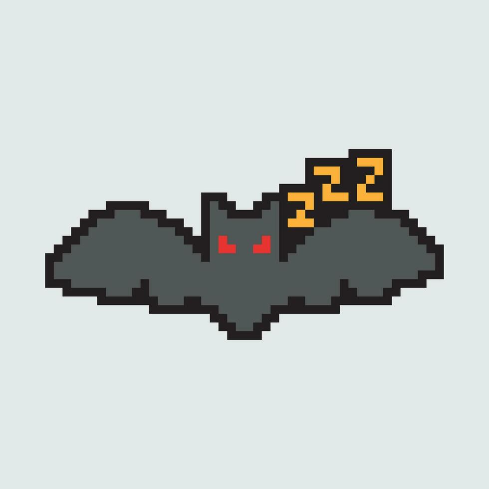 a pixel art bat with red eyes vector