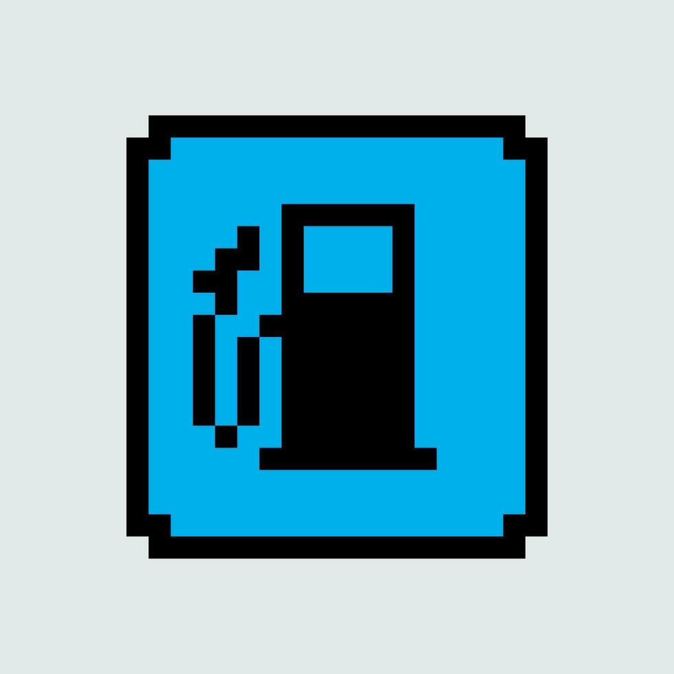 un pixelado azul y negro gas bomba icono vector