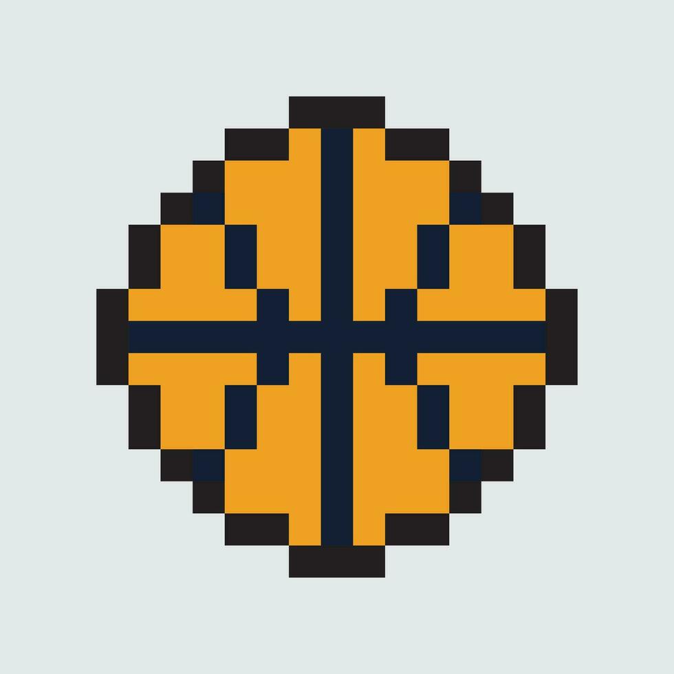 a pixel ball icon on a gray background vector