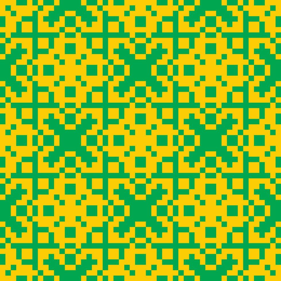 a pixel pattern in yellow and green vector