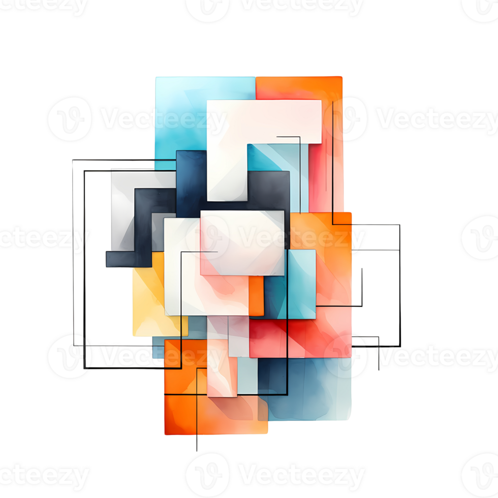 Ai generated abstract geometric shapes on transparent background png
