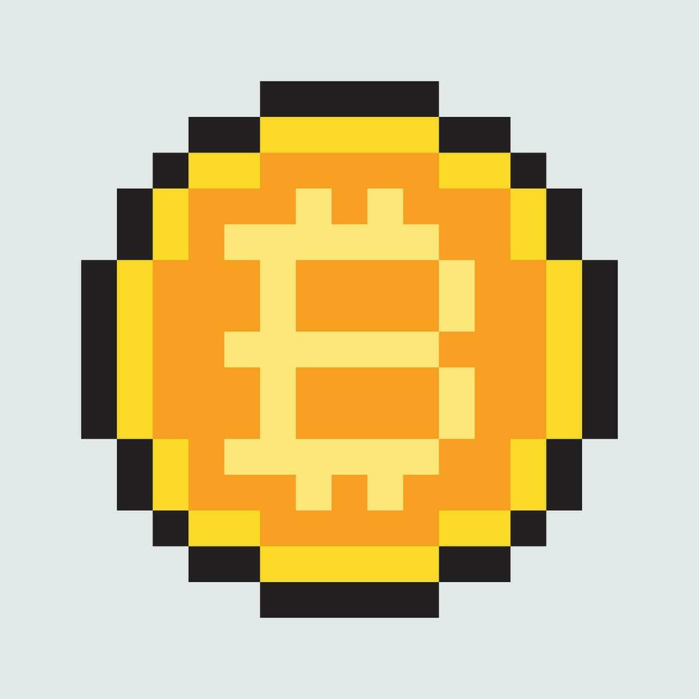 bitcoin pixel art icon vector
