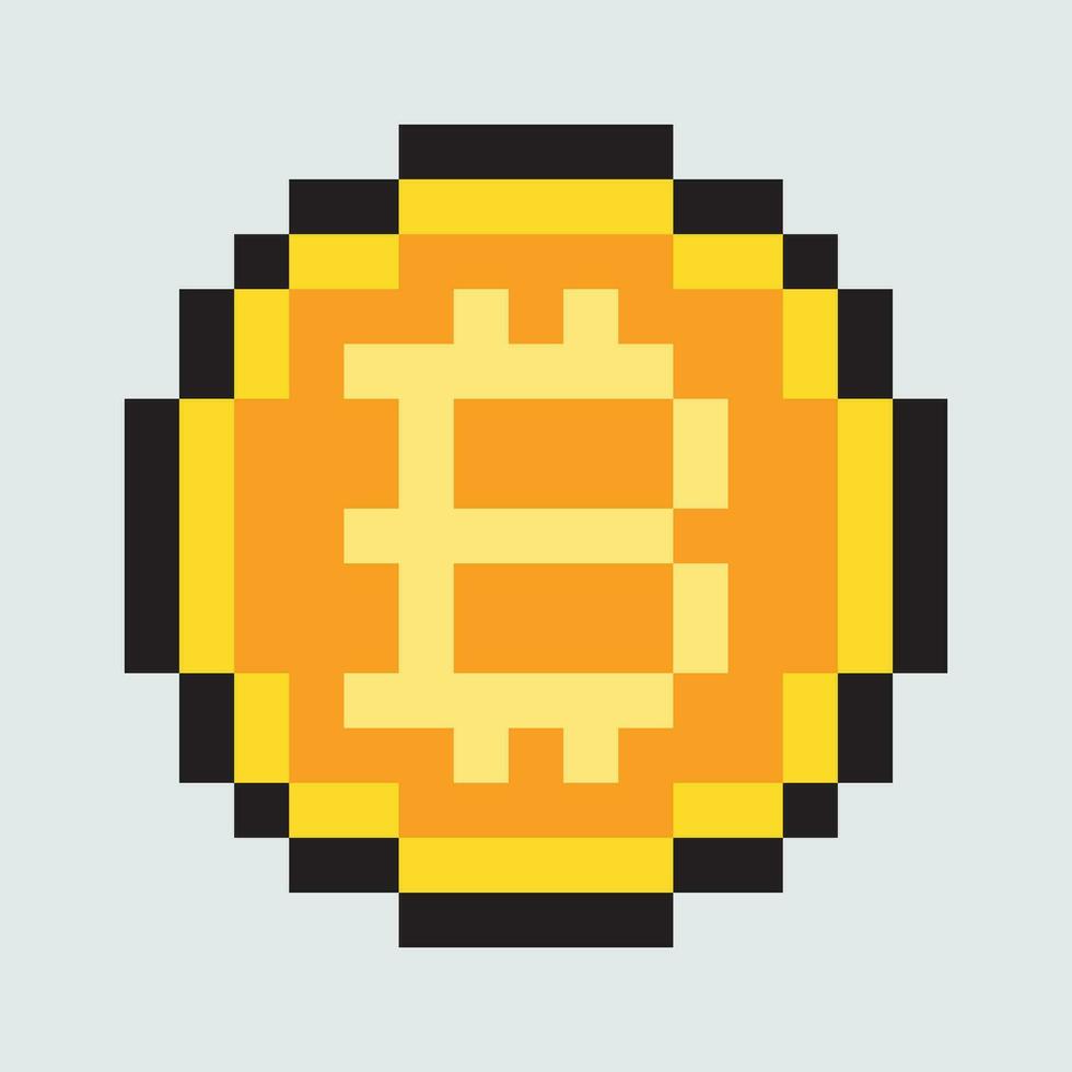 bitcoin pixel art icon vector