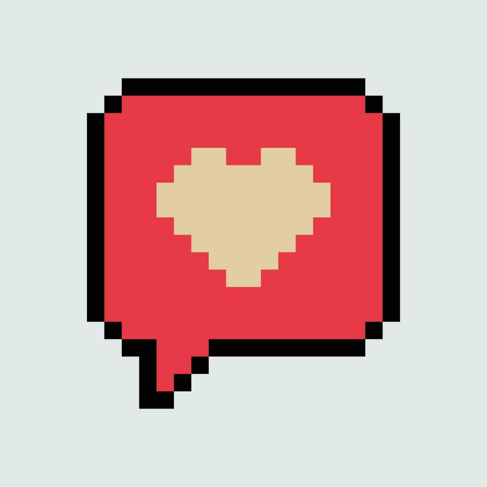 pixel heart icon in speech bubble vector