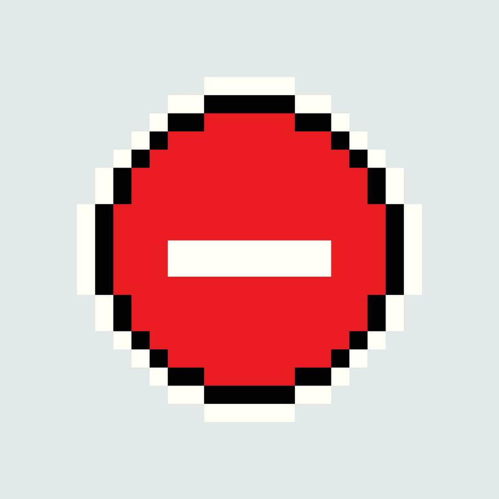 pixel no entry sign on a white background vector