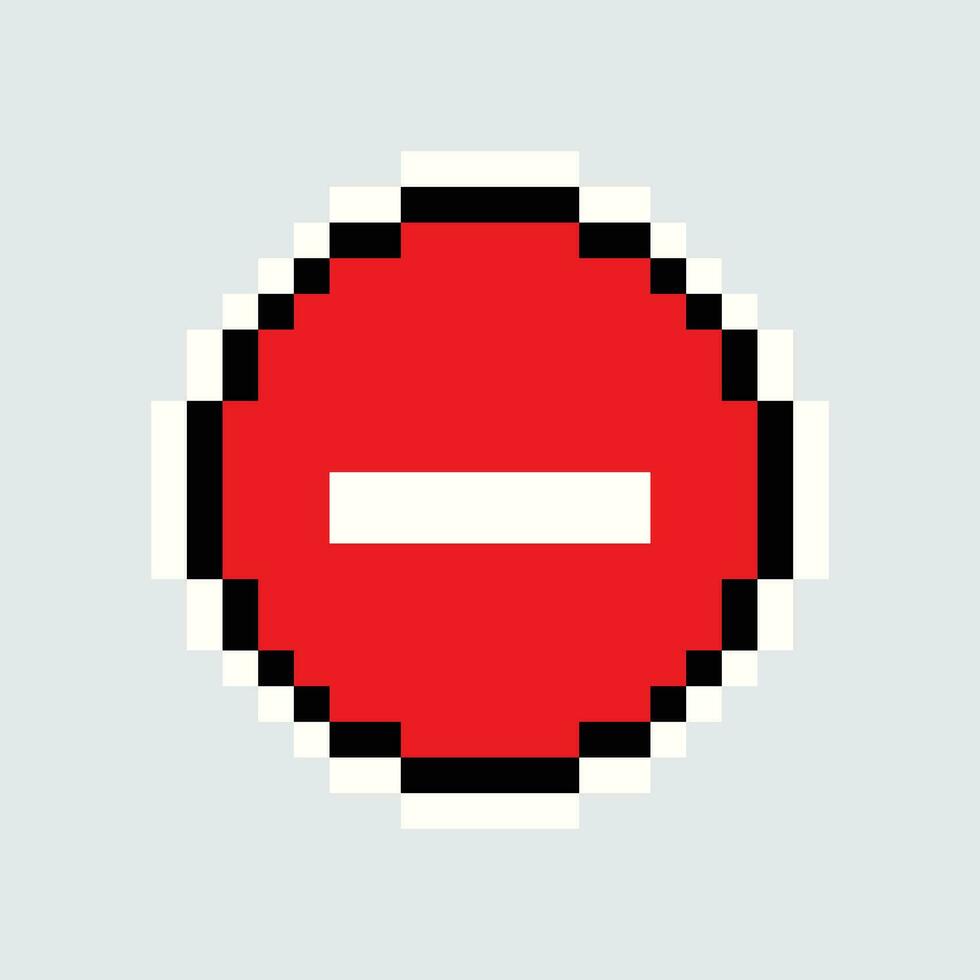 pixel no entry sign on a white background vector