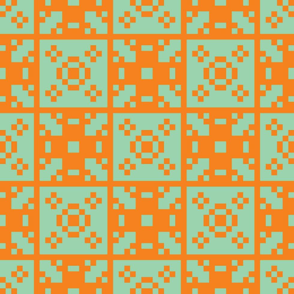 a pattern with squares and squares in orange and green vector