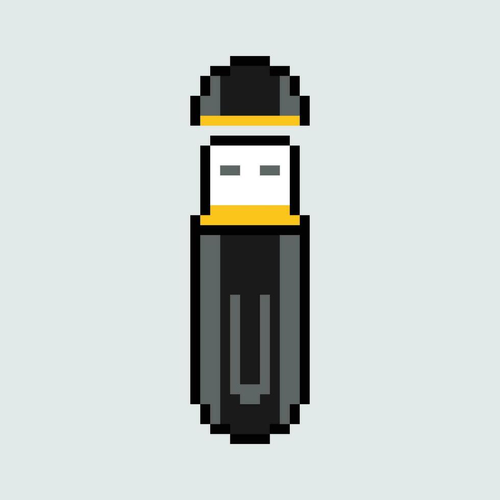 a pixel style usb drive with a yellow and black stripe vector