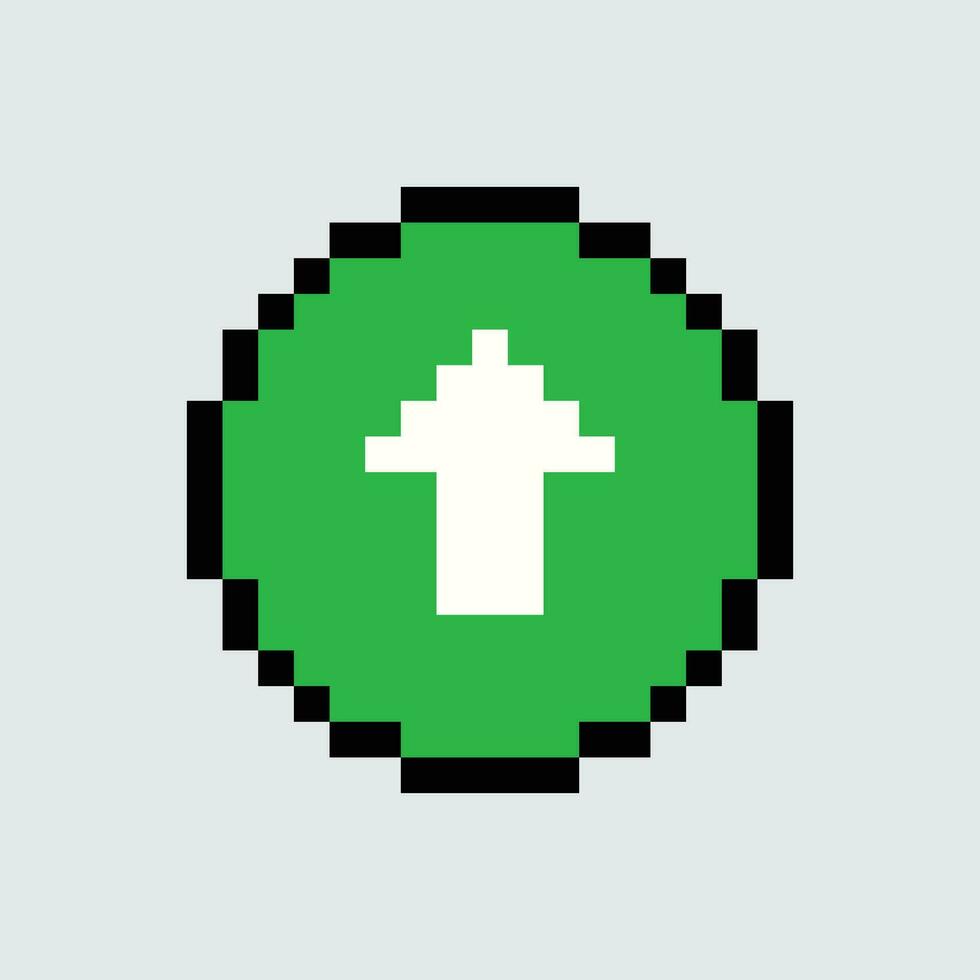 un píxel verde y blanco flecha icono vector