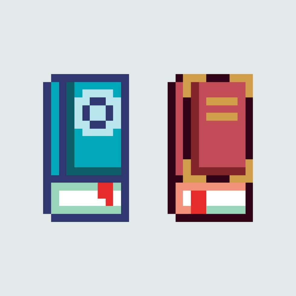 pixel book icon set vector