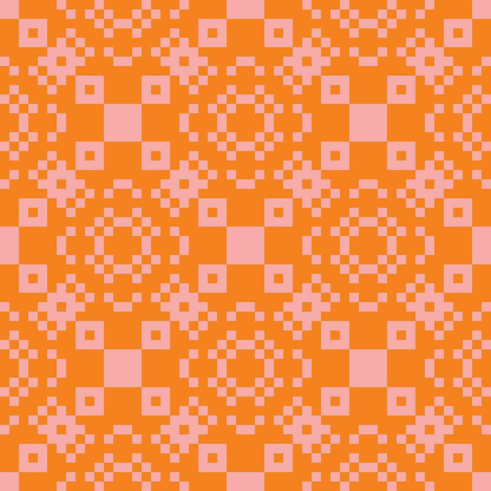 an orange and pink pattern with squares vector