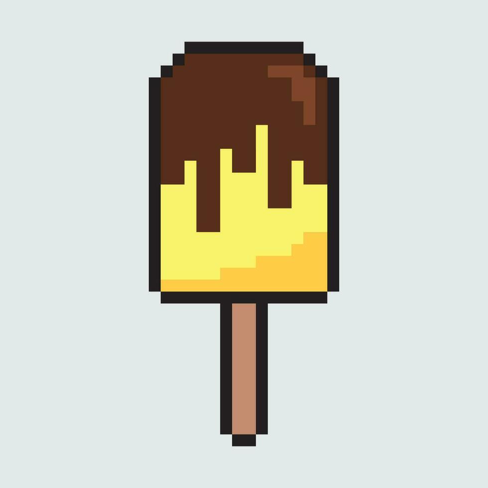 a pixel art ice cream bar with chocolate and vanilla vector