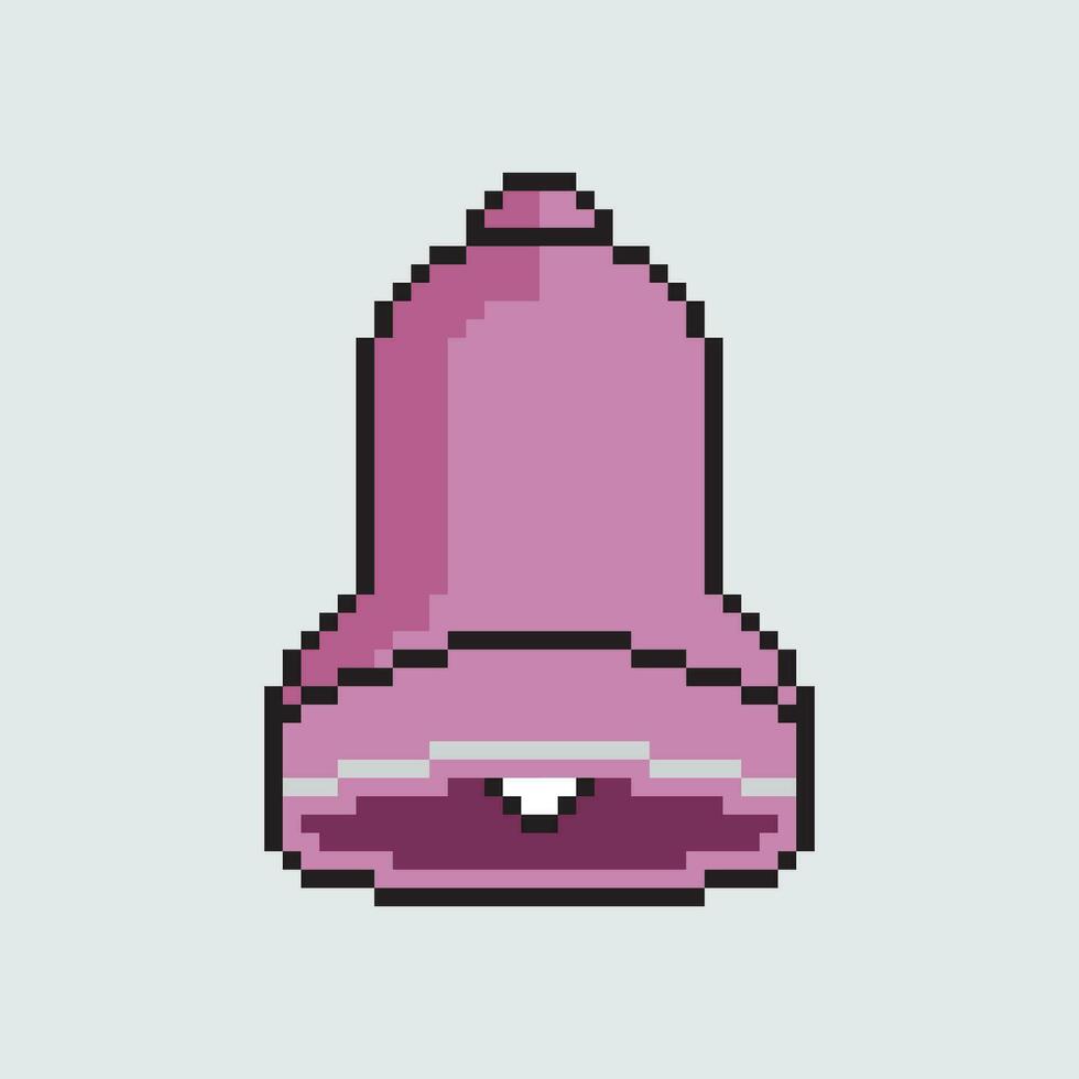 pixel art of a pink bell on a gray background vector