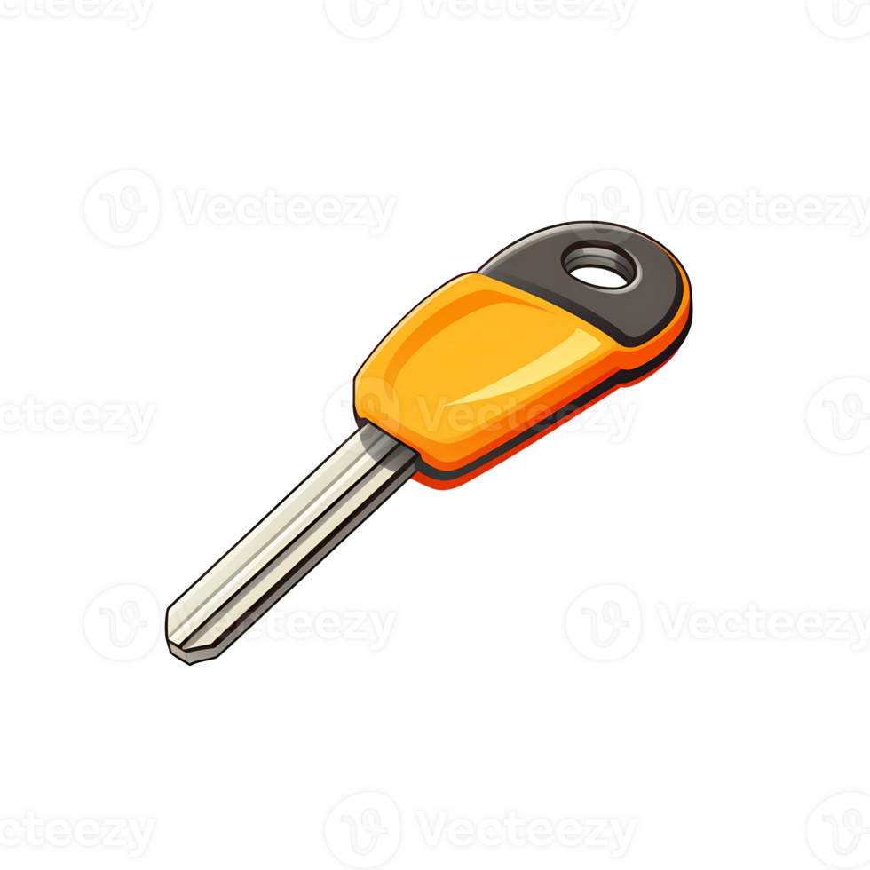 Ai generated car key icon, cartoon style illustration png