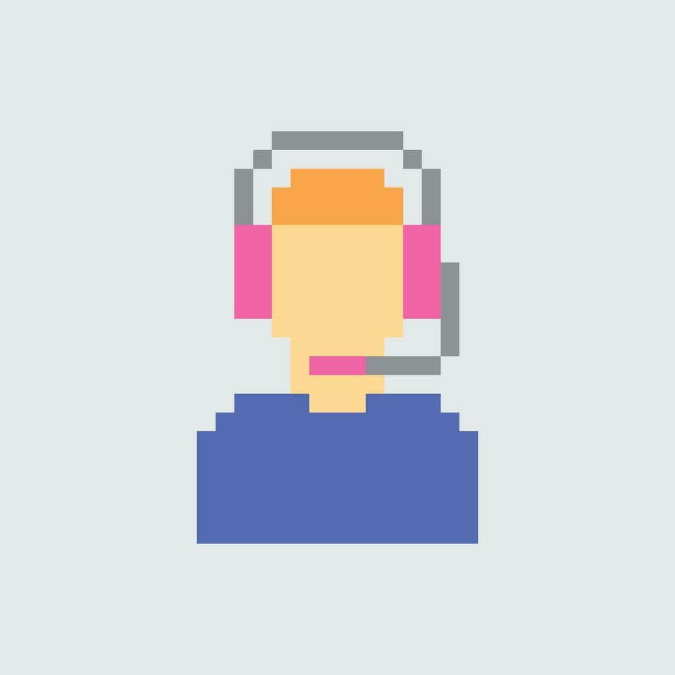 píxel Arte de un hombre vistiendo auriculares vector