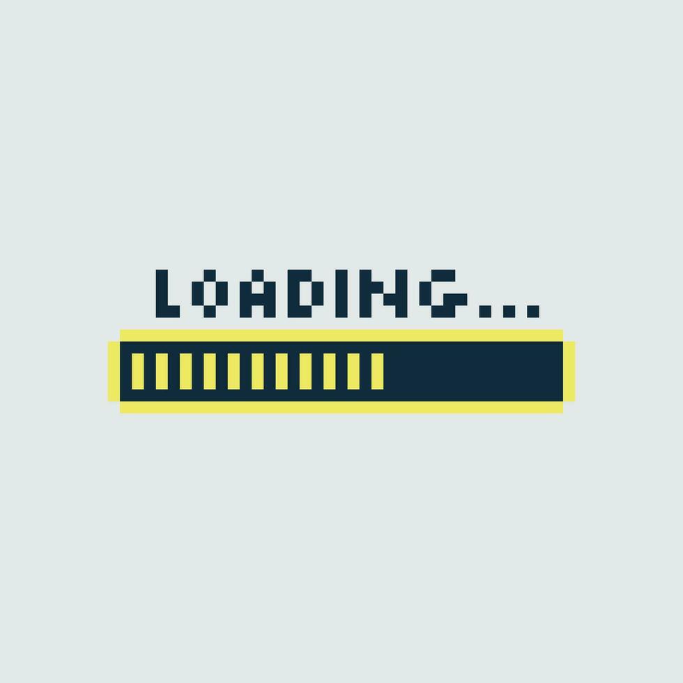 a pixelated loading bar with the word loading vector