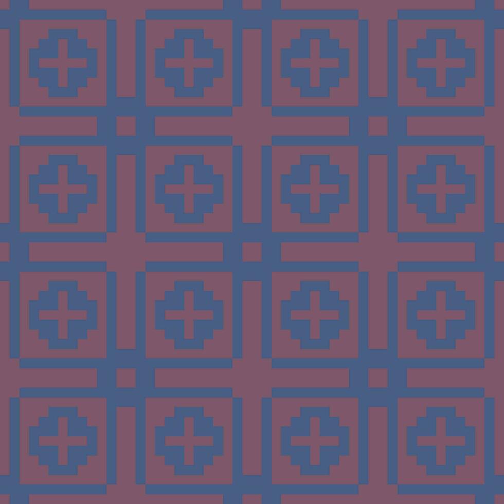 a pattern with squares and crosses on a red background vector