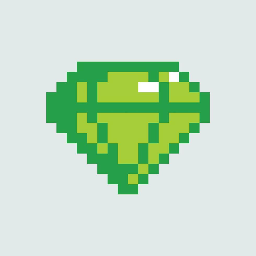 a pixel art green diamond vector