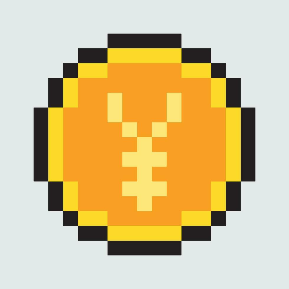 pixel art of a gold coin vector