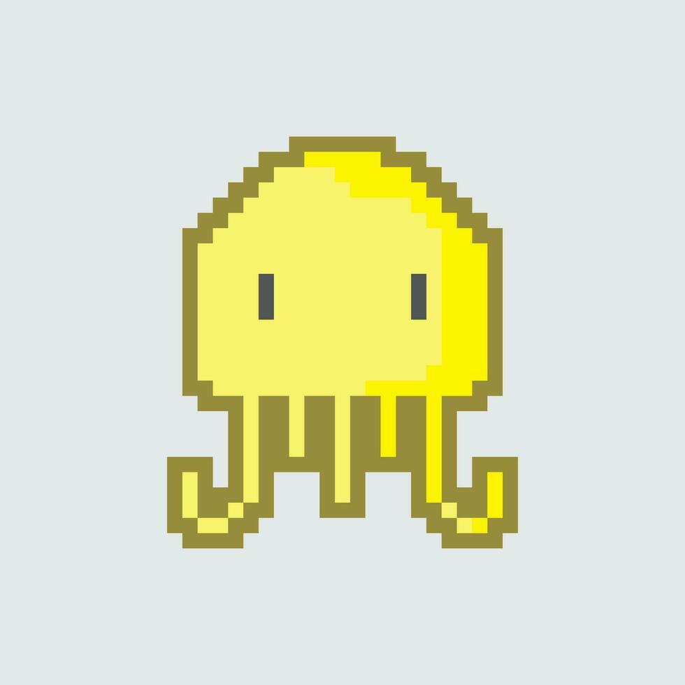 pixel art jellyfish on a gray background vector