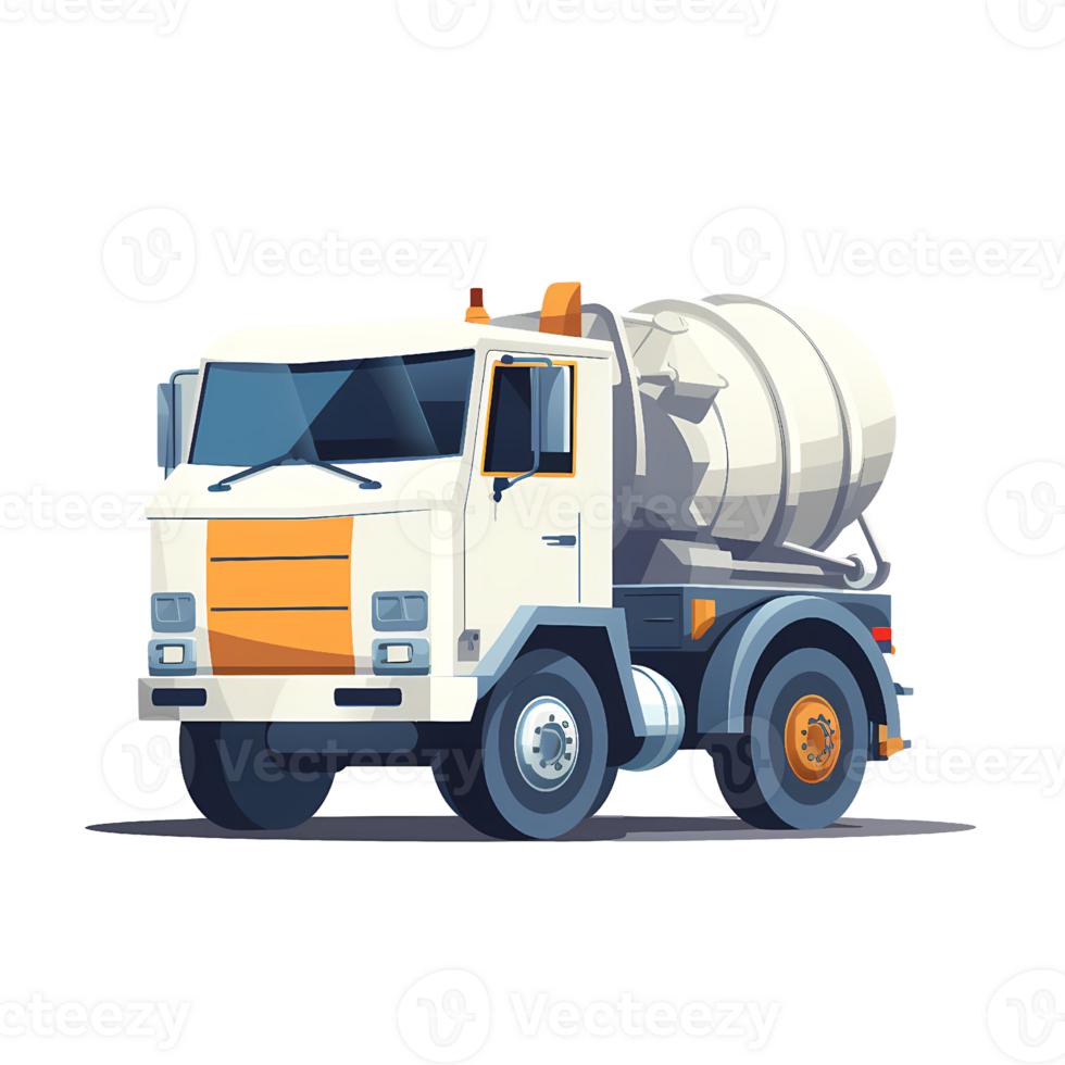 Ai generated concrete mixer truck on transparent background png