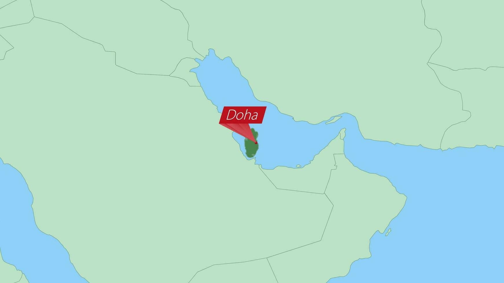 Map of Qatar with pin of country capital. vector