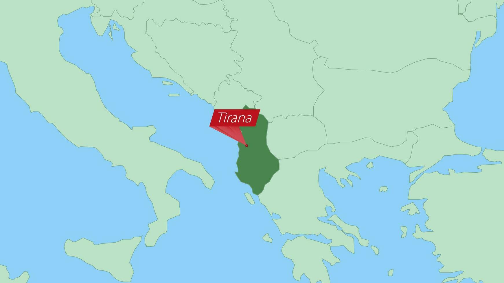 Map of Albania with pin of country capital. vector