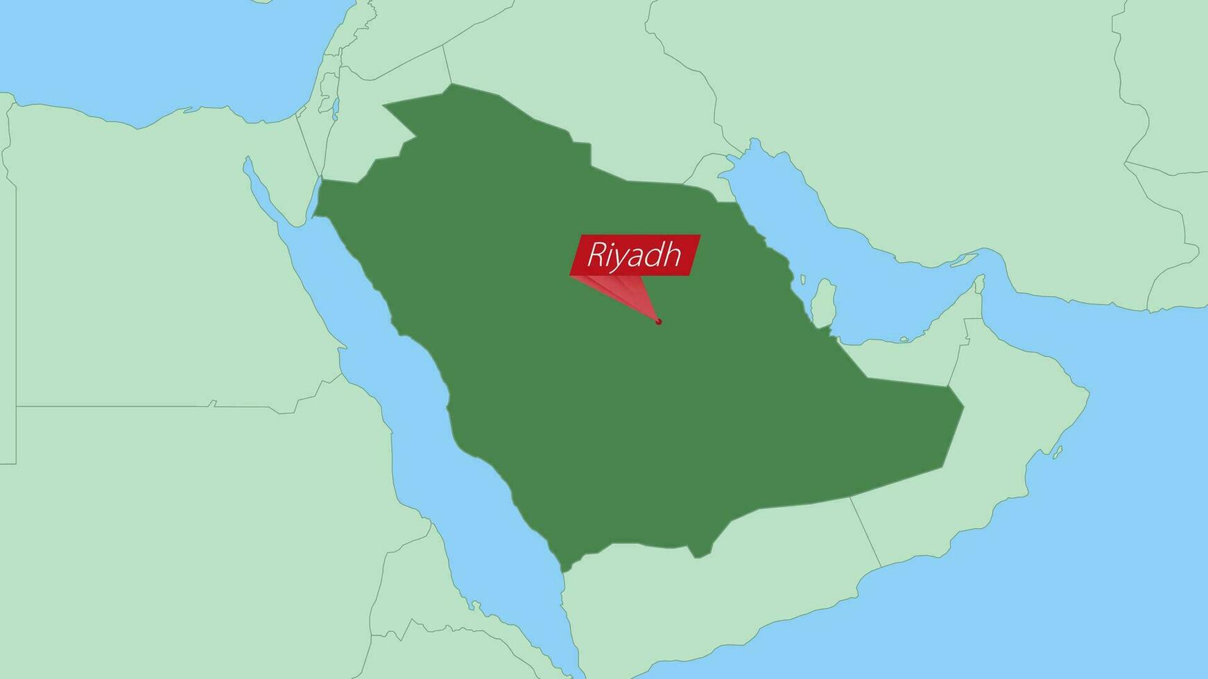 Map of Saudi Arabia with pin of country capital. vector