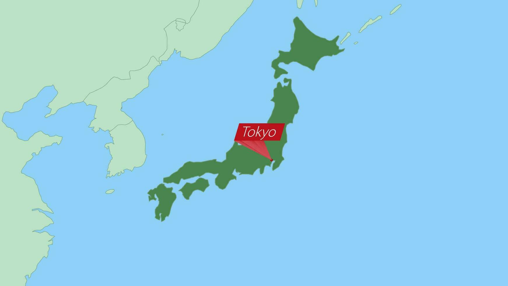 Map of Japan with pin of country capital. vector