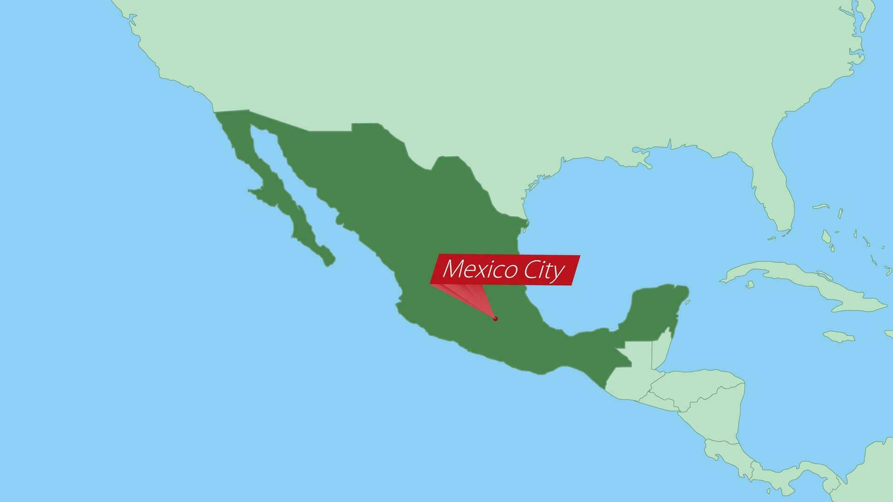 mapa de mexico con alfiler de país capital. vector