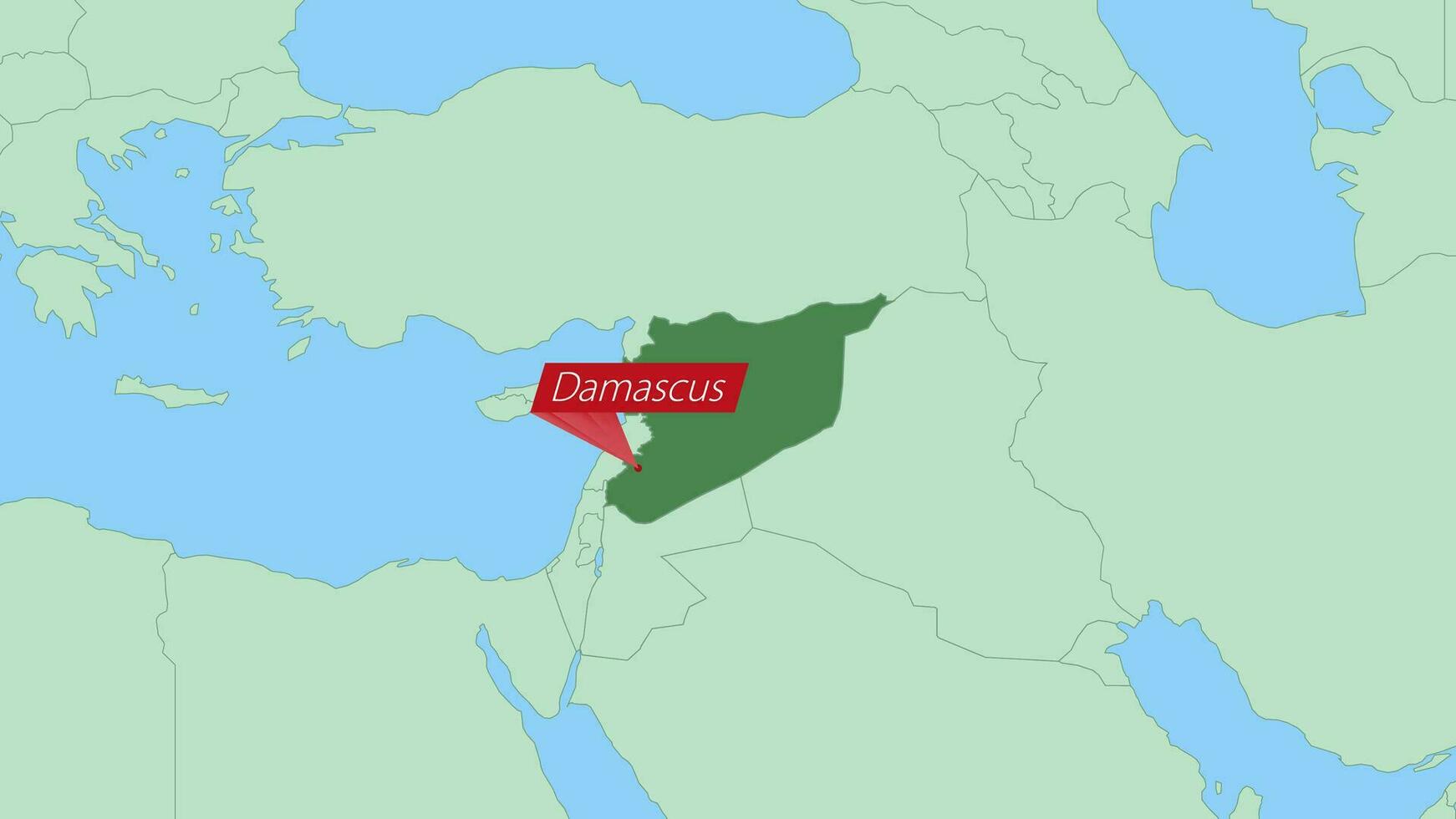 Map of Syria with pin of country capital. vector