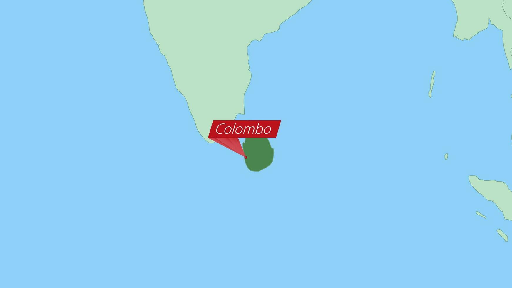 Map of Sri Lanka with pin of country capital. vector