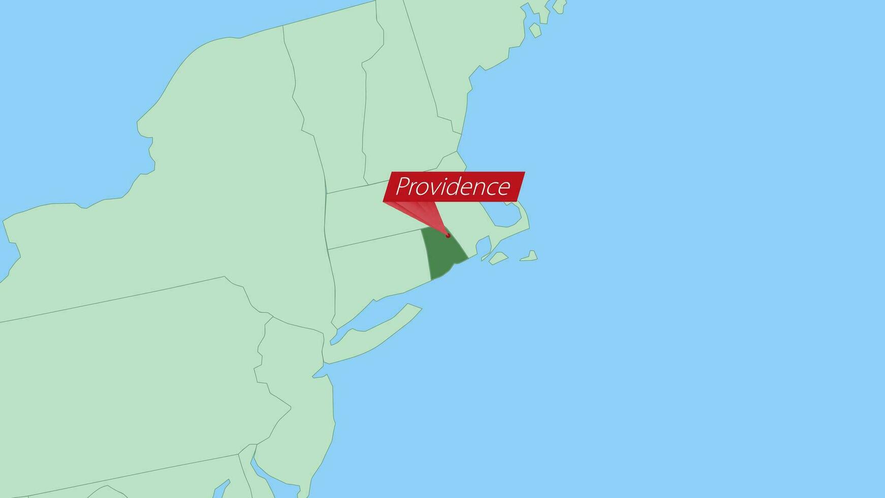 Map of Rhode Island with pin of country capital. vector