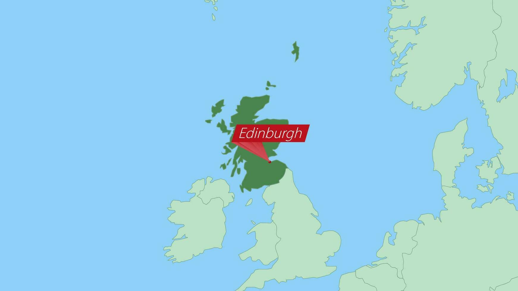 Map of Scotland with pin of country capital. vector