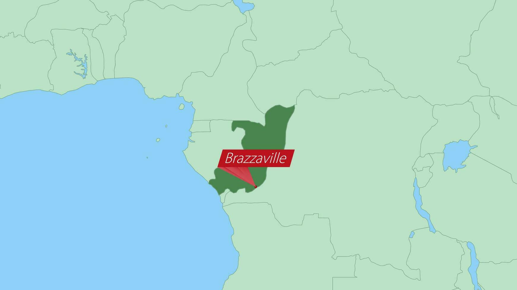 Map of Congo with pin of country capital. vector