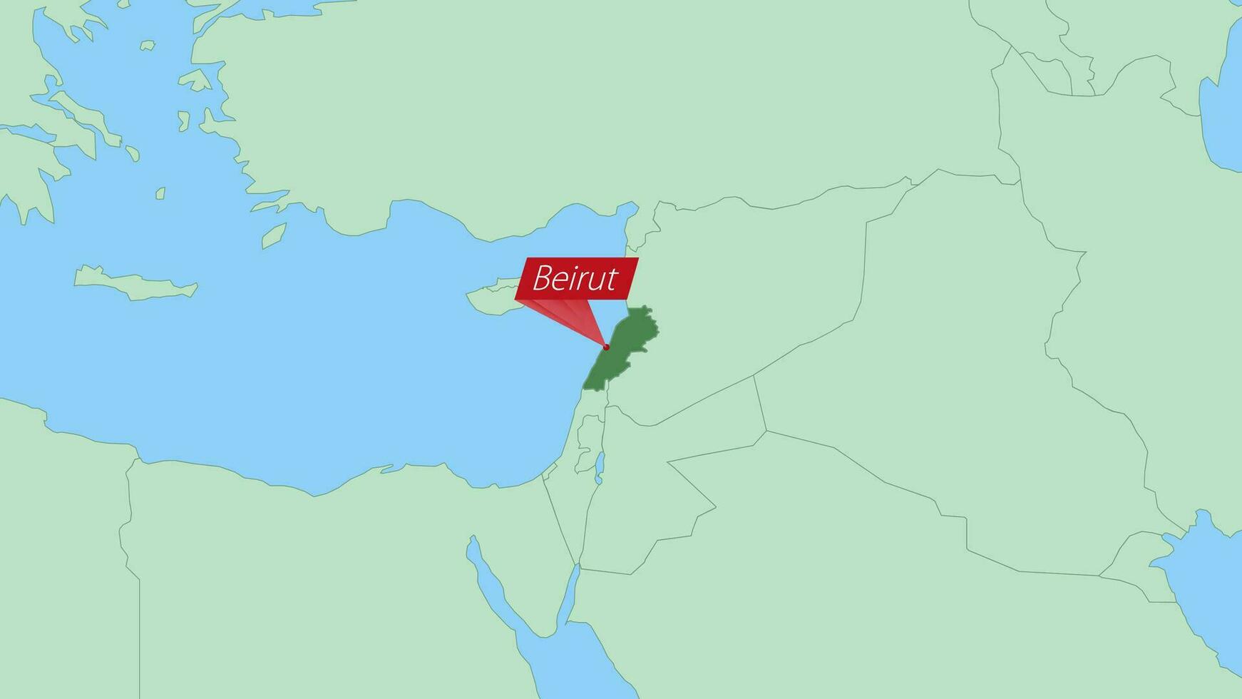 Map of Lebanon with pin of country capital. vector