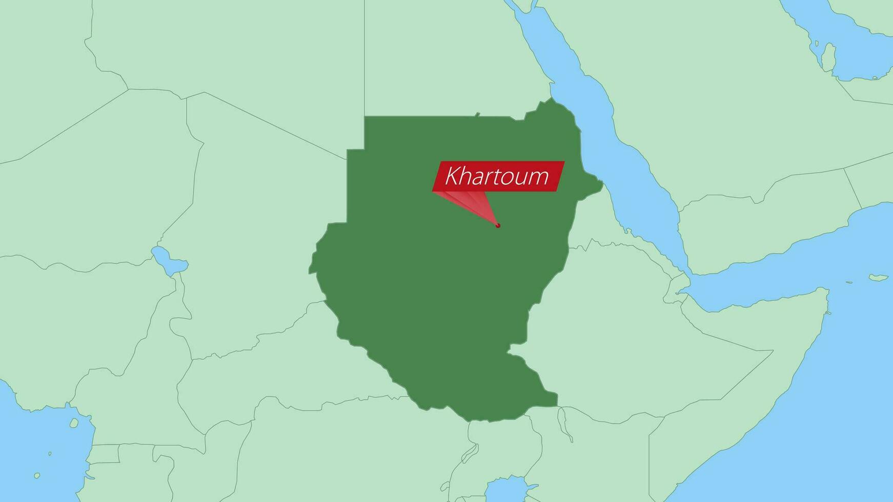 Map of Sudan with pin of country capital. vector