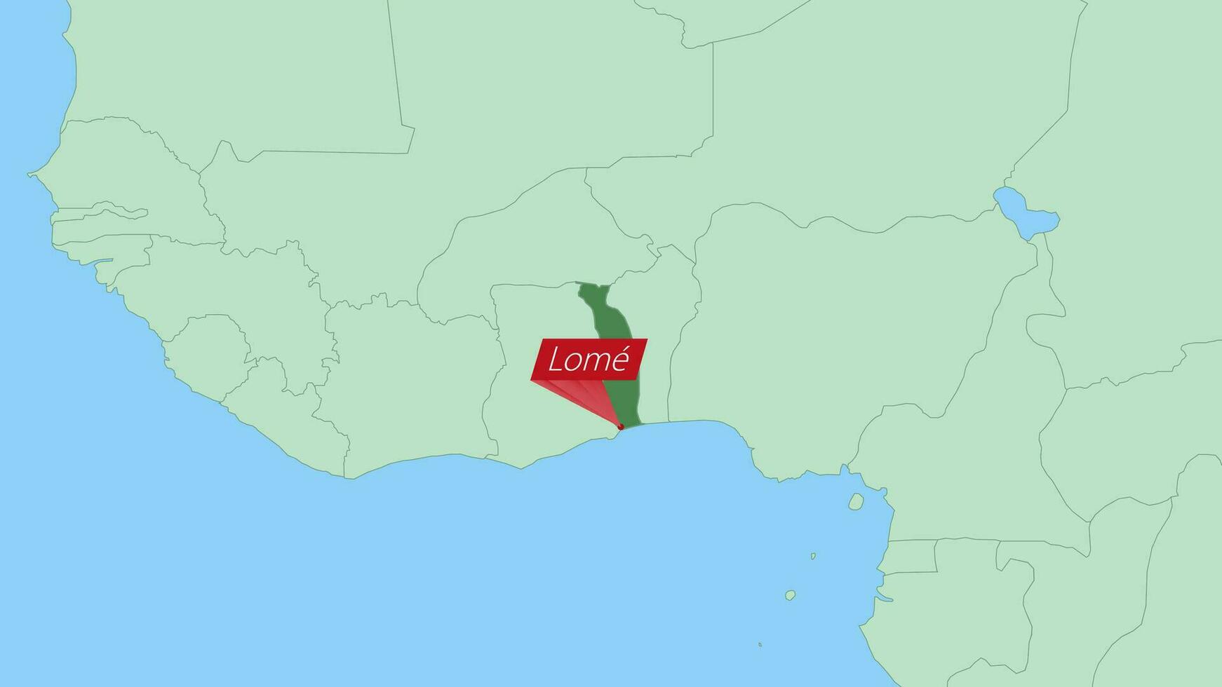 Map of Togo with pin of country capital. vector