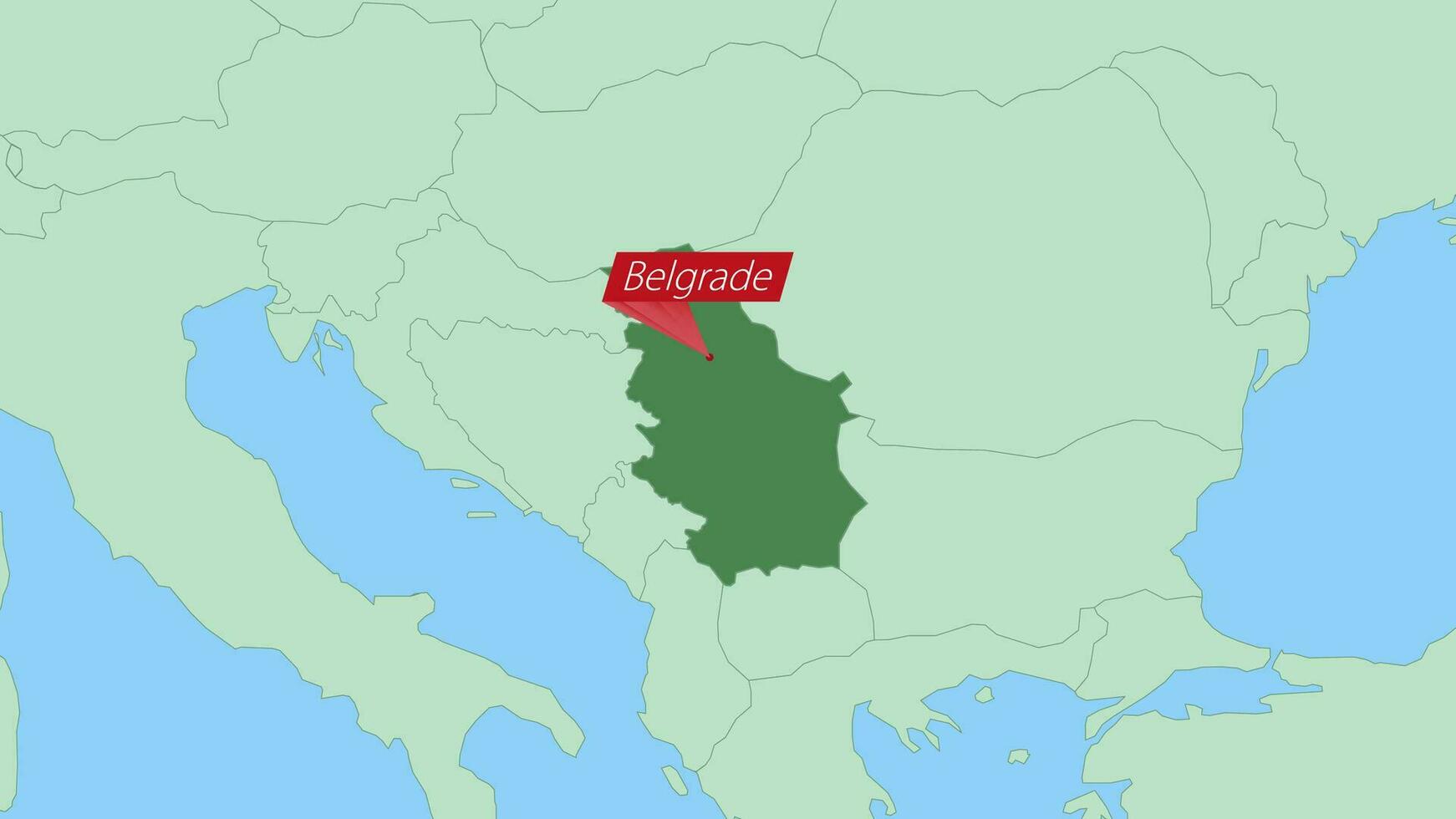 Map of Serbia with pin of country capital. vector