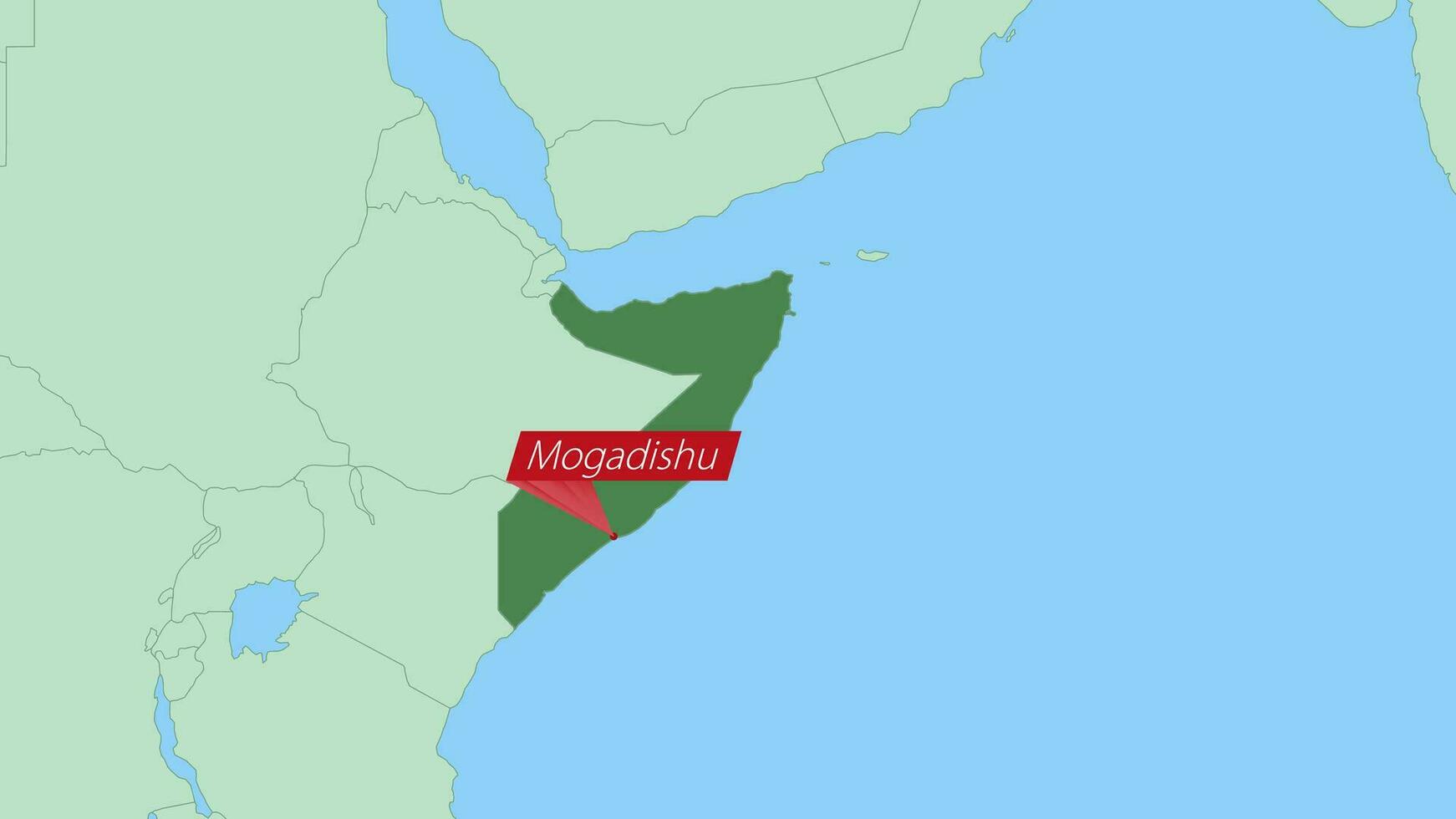 Map of Somalia with pin of country capital. vector