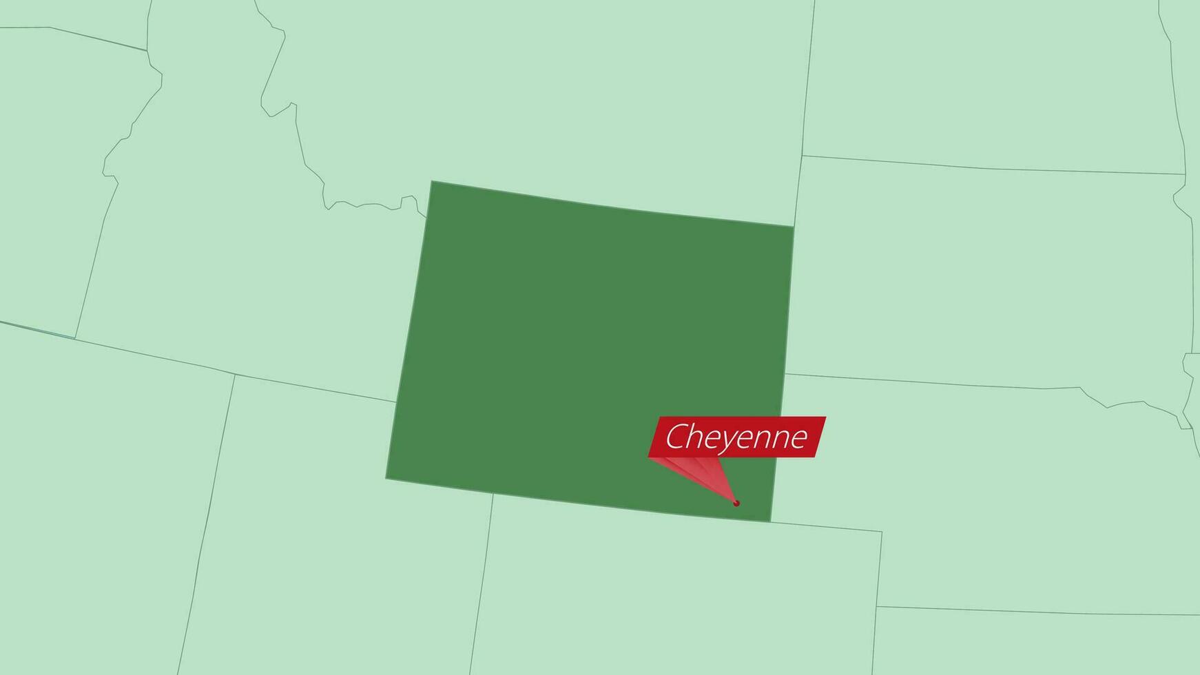 Map of Wyoming with pin of country capital. vector