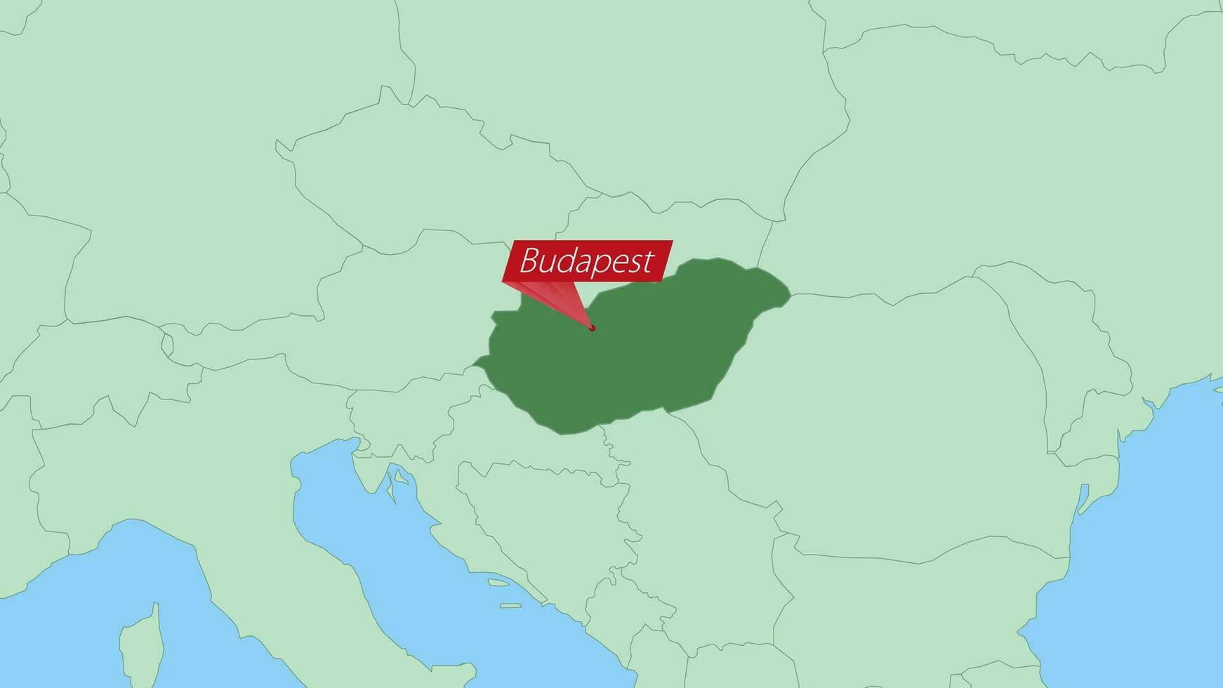 Map of Hungary with pin of country capital. vector