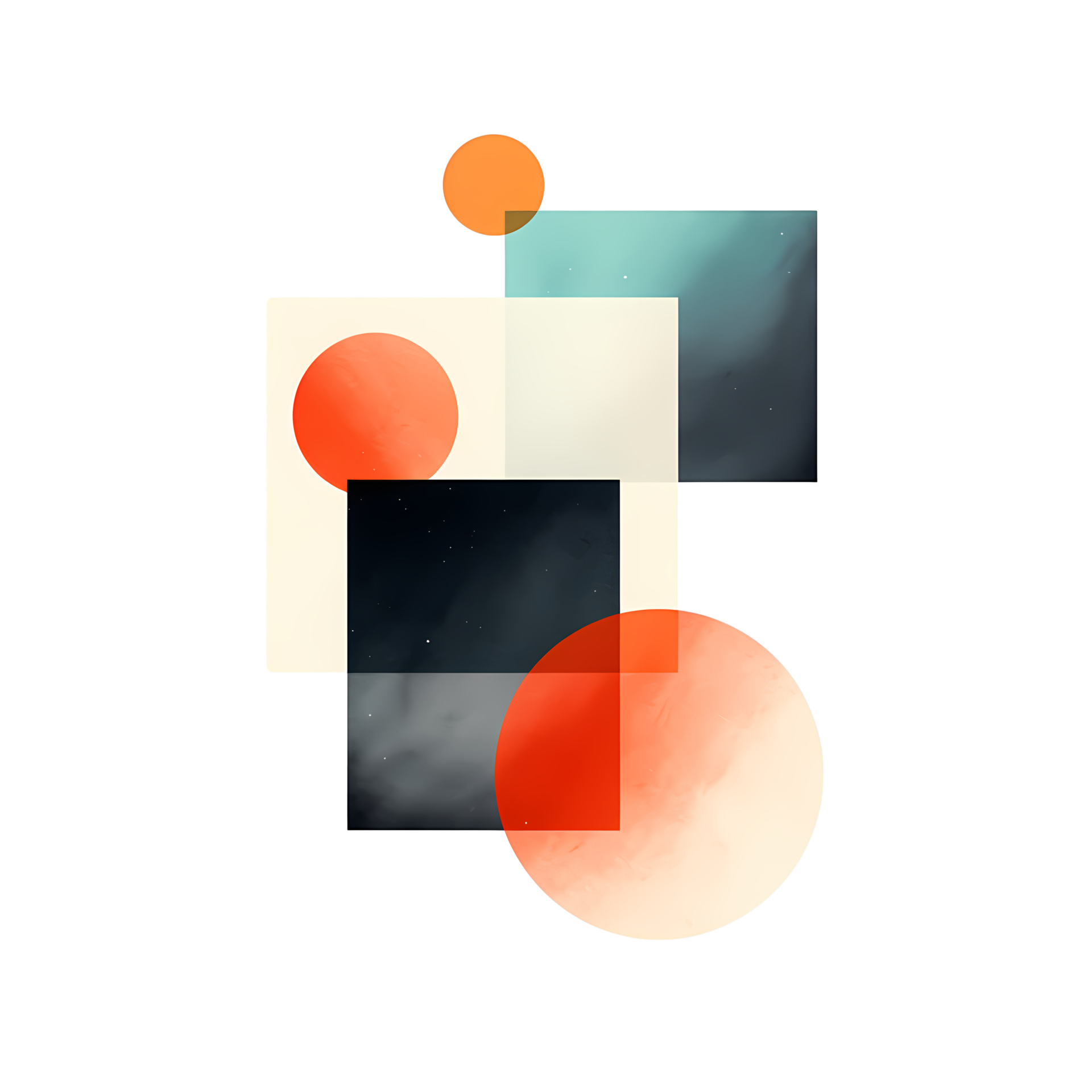 Ai generated abstract geometric shapes on transparent background