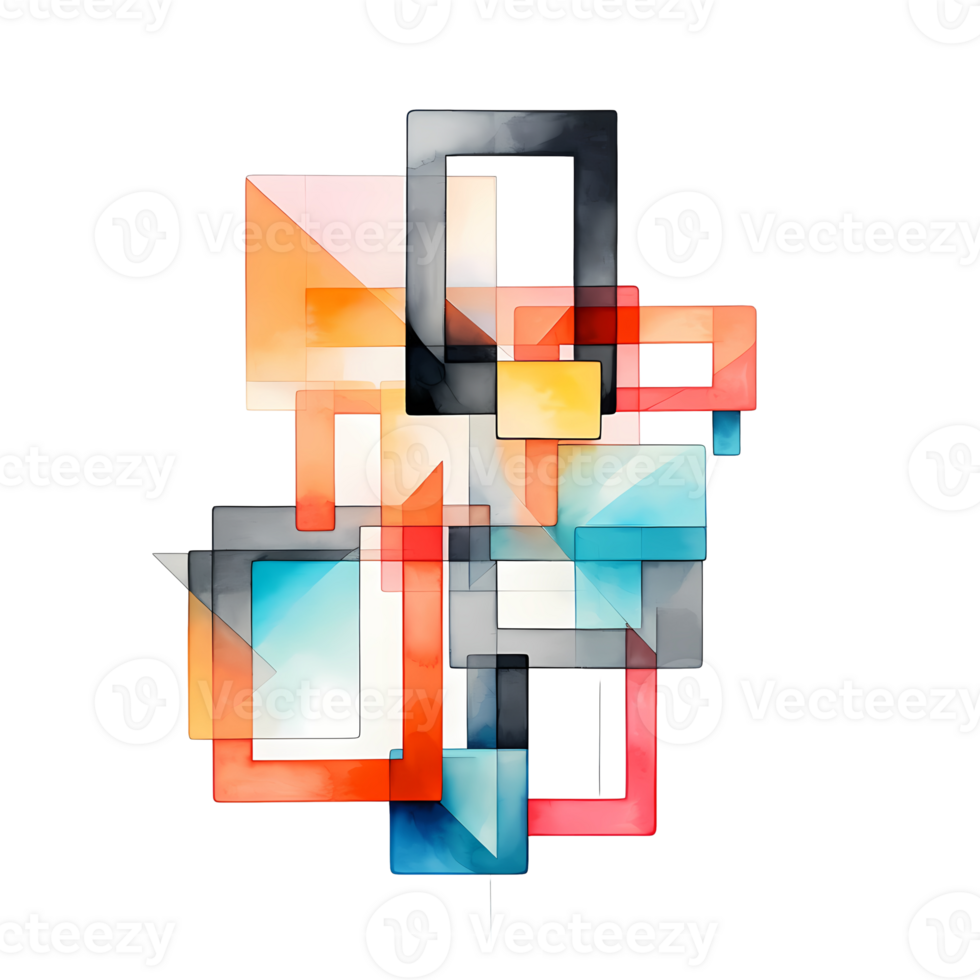 Ai generated abstract geometric shapes on transparent background png