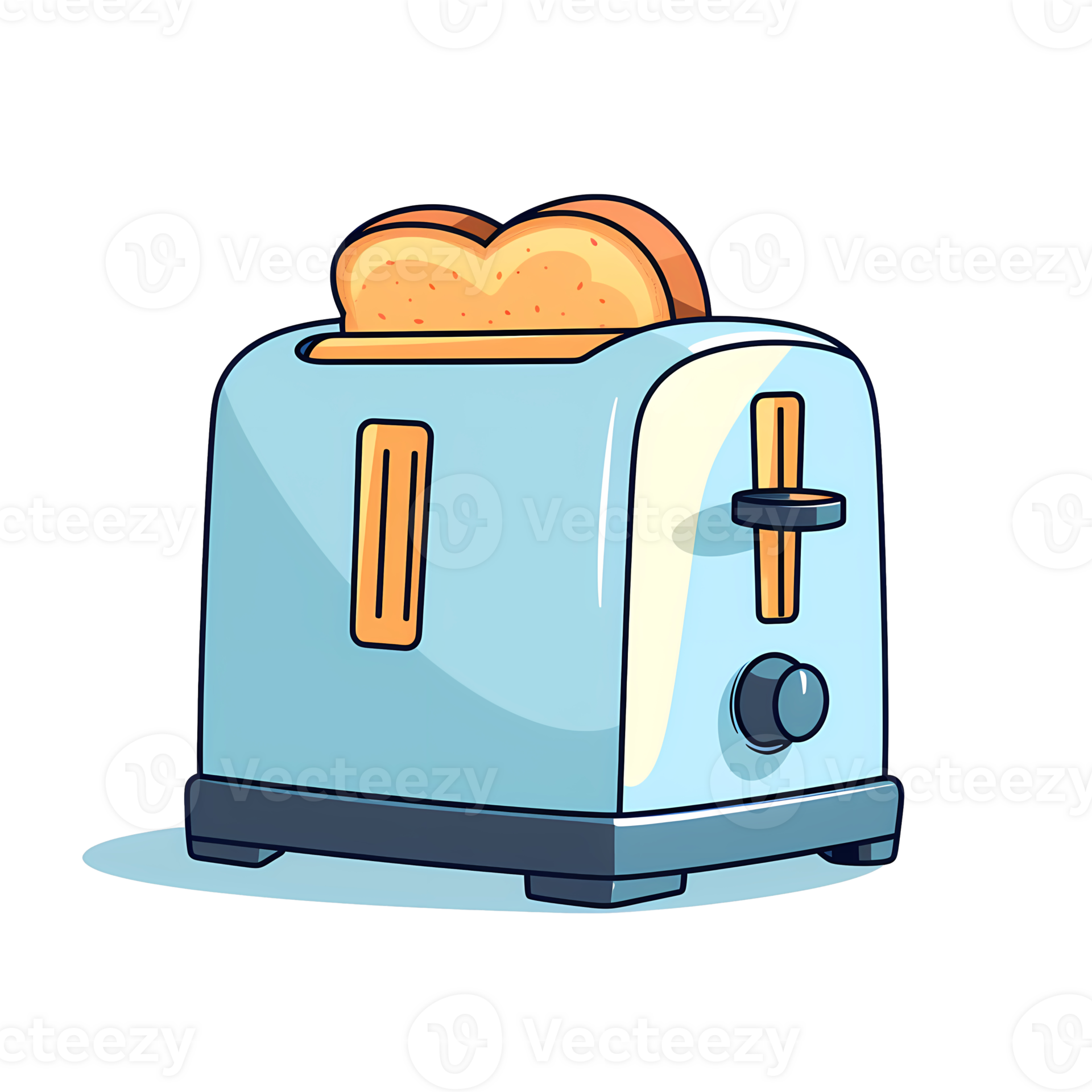 Ai generated toaster cartoon illustration, toaster icon, toaster