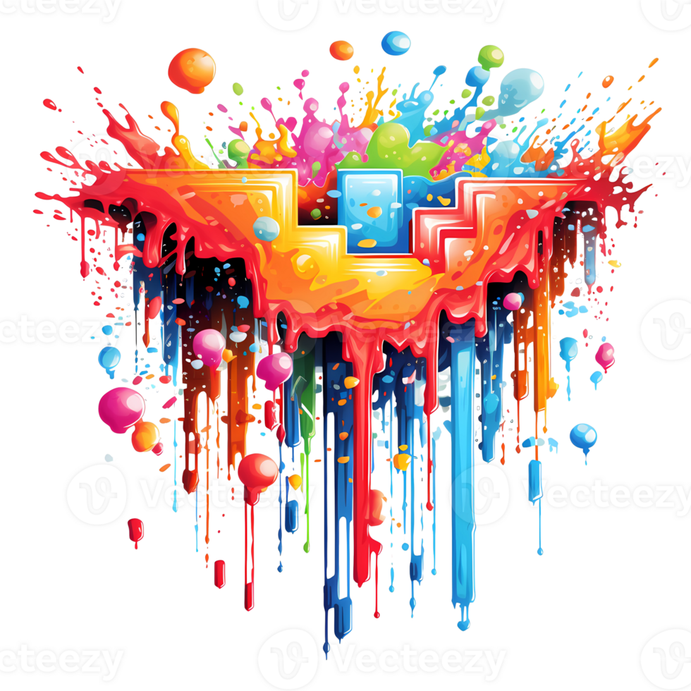Ai generated colorful liquid dripping from a piece of paper png