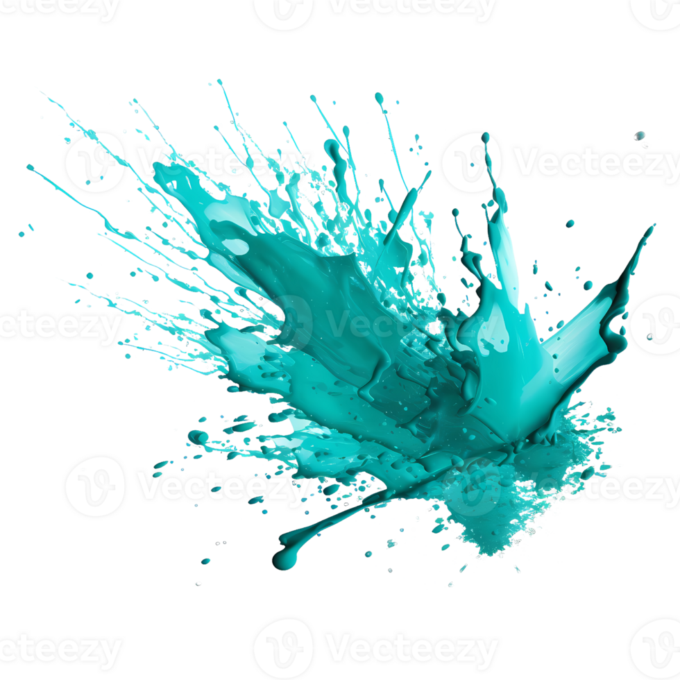 Ai generated blue paint splashes on a transparent background png
